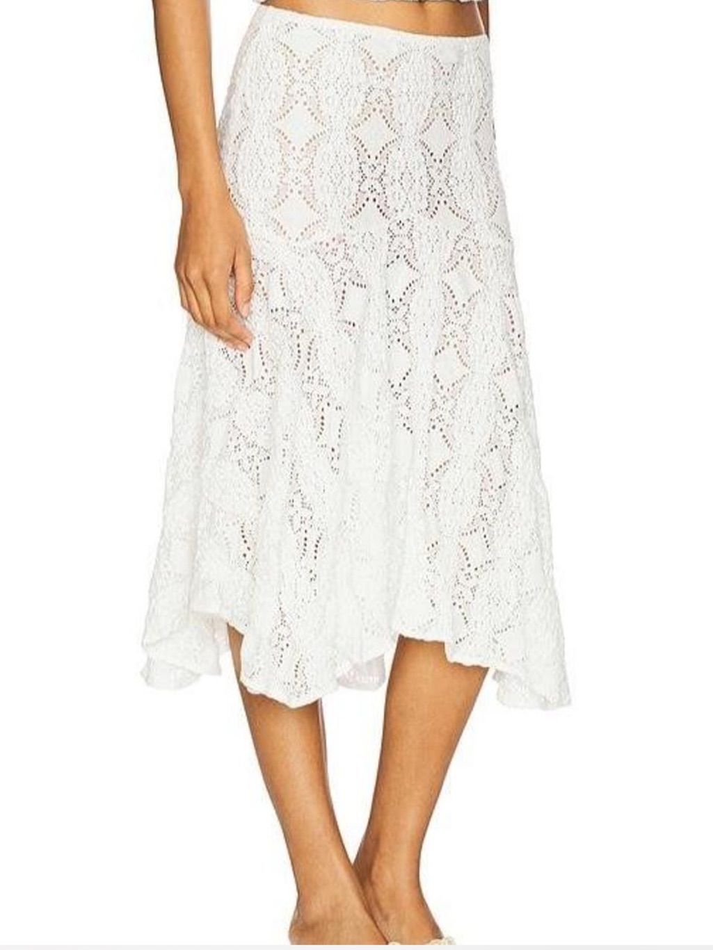 With Jean Maeve White Lace Midi Skirt